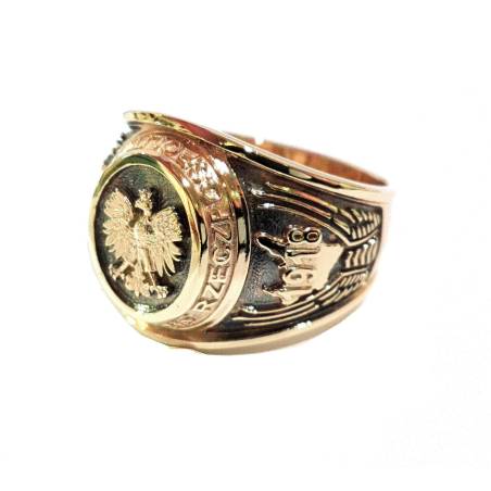 Sygnet  złoty z orłem , patriotyczny