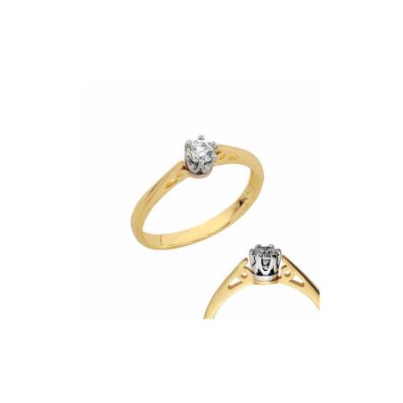 Złoty pierścionek z brylantem 0,14ct