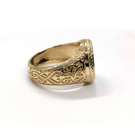 Zloty męski sygnet z onyksem okrągłym