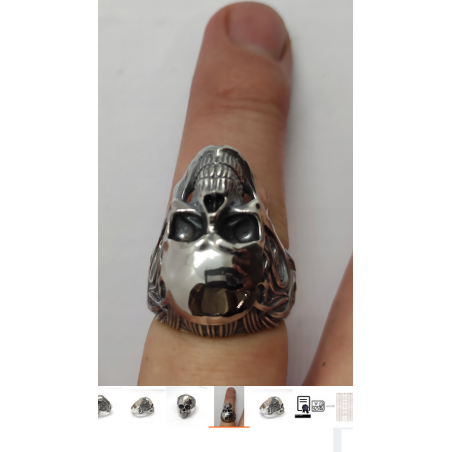 Sygnet czaszka, srebro przyciemniane 0,925