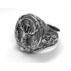 Sygnet Św. Huberta, jeleń z krzyżem.