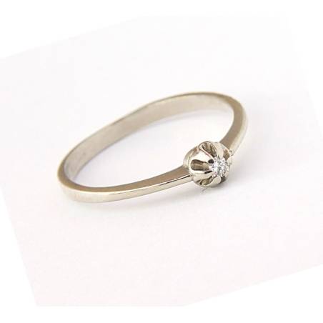 Pierścionek z bialego złota brylant 0.03ct
