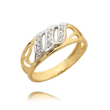 Piękny złoty pierścionek z cyrkoniami