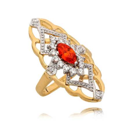 Pierścionek z rubinem w kształcie markizy